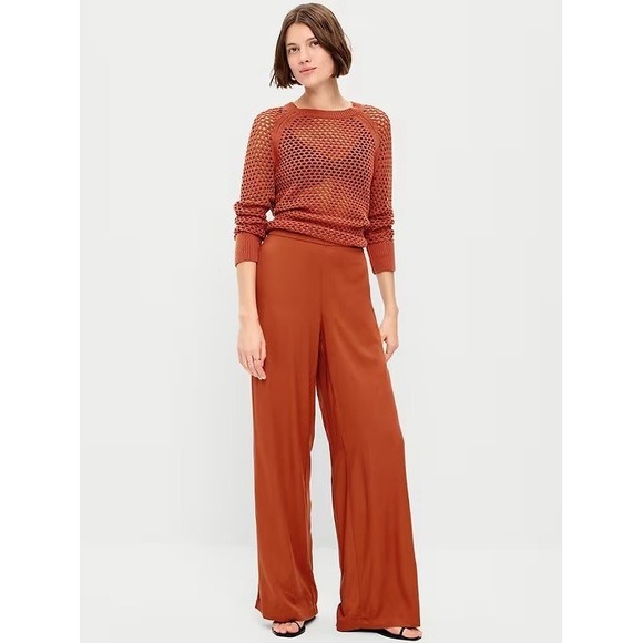 Old Navy Pants - Old Navy High Waisted Playa Wide Leg Pant Russet Moon Rust Color-Size XL New NWT